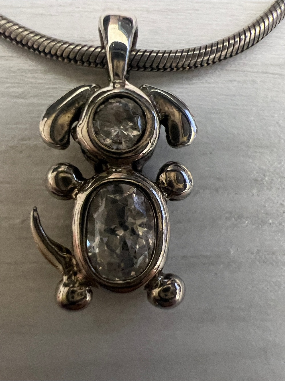 Sterling Silver Crystal Slide-On Dangle Charm/pendant